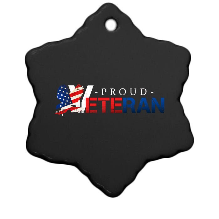 Proud USA Veteran Eagle Ceramic Star Ornament