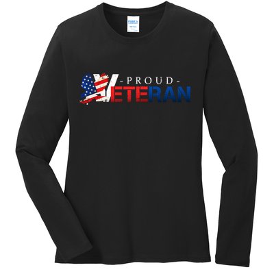 Proud USA Veteran Eagle Ladies Long Sleeve Shirt