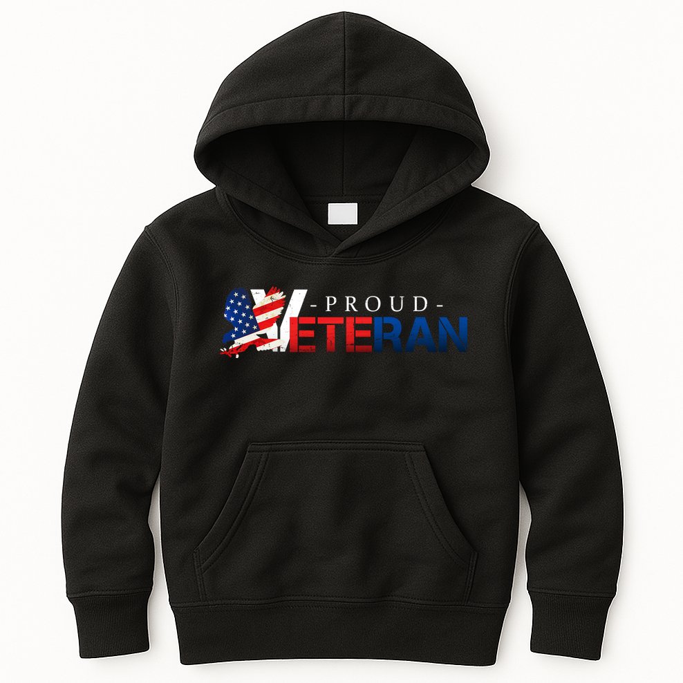 Proud USA Veteran Eagle Kids Hoodie