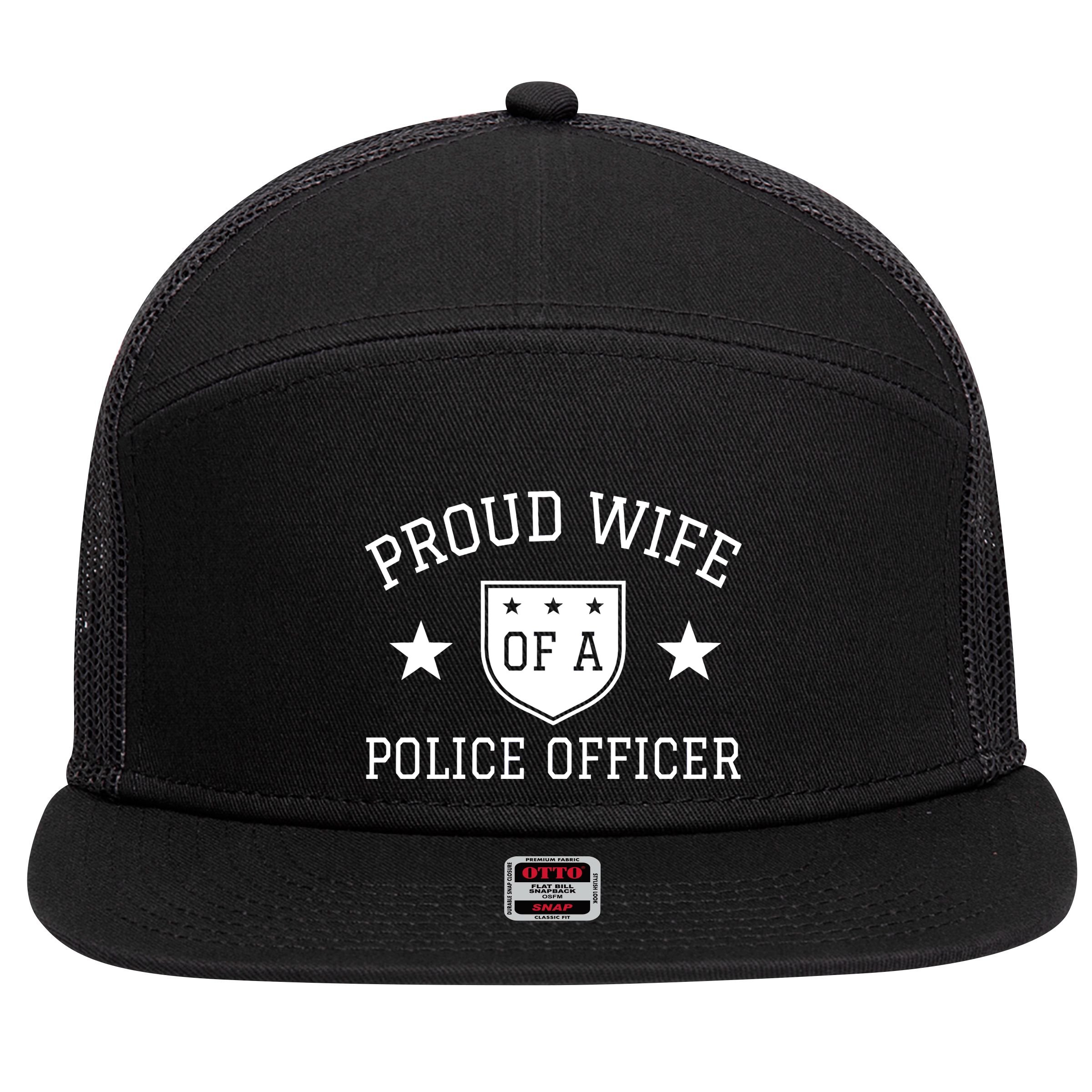Proud Wife of A Police Officer 7 Panel Mesh Trucker Snapback Hat