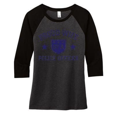 Proud Wife of A Police Officer Women's Tri-Blend 3/4-Sleeve Raglan Shirt