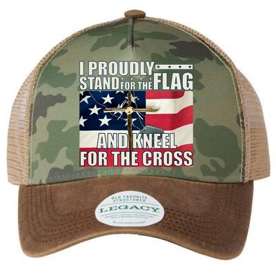 Proudly Stand For The Flag And Kneel For The Cross Legacy Tie Dye Trucker Hat