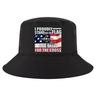 Proudly Stand For The Flag And Kneel For The Cross Cool Comfort Performance Bucket Hat