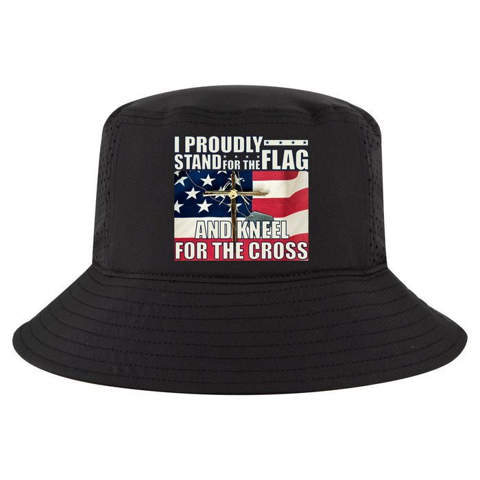Proudly Stand For The Flag And Kneel For The Cross Cool Comfort Performance Bucket Hat