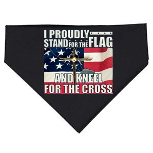 Proudly Stand For The Flag And Kneel For The Cross USA-Made Doggie Bandana