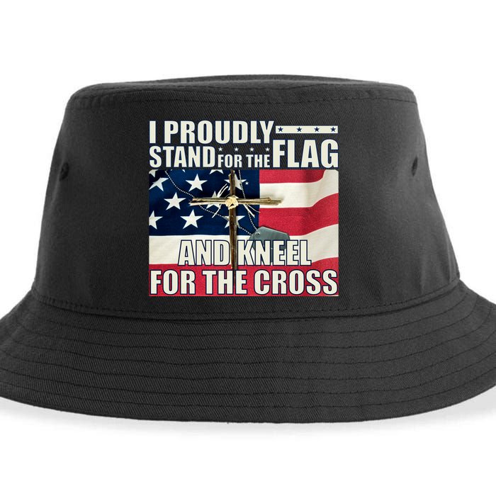 Proudly Stand For The Flag And Kneel For The Cross Sustainable Bucket Hat