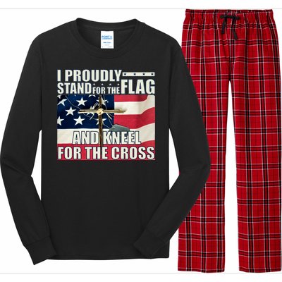 Proudly Stand For The Flag And Kneel For The Cross Long Sleeve Pajama Set