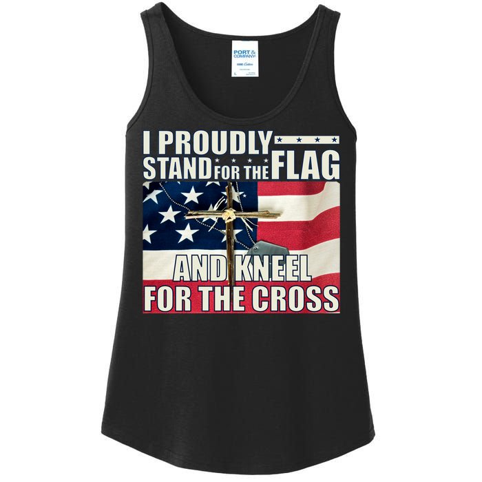 Proudly Stand For The Flag And Kneel For The Cross Ladies Essential Tank