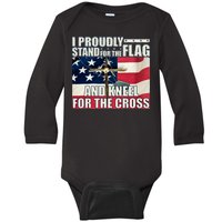 Proudly Stand For The Flag And Kneel For The Cross Baby Long Sleeve Bodysuit