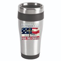 Proudly Stand For The Flag And Kneel For The Cross 16oz Travel Tumbler