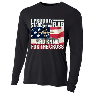 Proudly Stand For The Flag And Kneel For The Cross Cooling Performance Long Sleeve Crew
