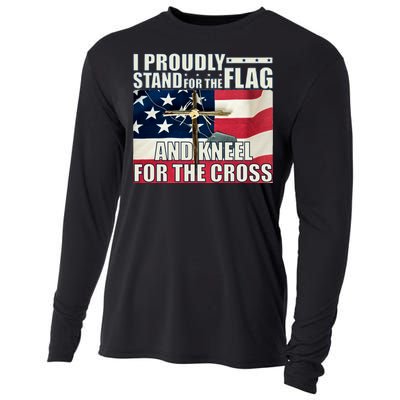 Proudly Stand For The Flag And Kneel For The Cross Cooling Performance Long Sleeve Crew