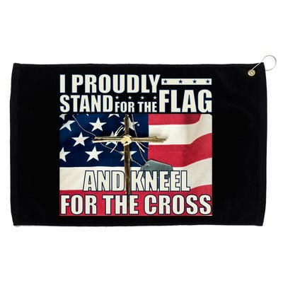 Proudly Stand For The Flag And Kneel For The Cross Grommeted Golf Towel