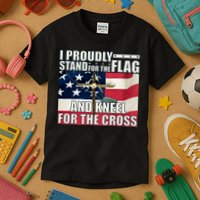 Proudly Stand For The Flag And Kneel For The Cross Kids T-Shirt