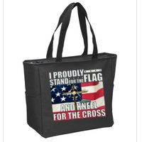 Proudly Stand For The Flag And Kneel For The Cross Zip Tote Bag