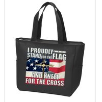 Proudly Stand For The Flag And Kneel For The Cross Zip Tote Bag