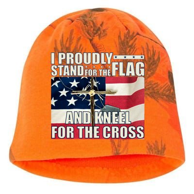 Proudly Stand For The Flag And Kneel For The Cross Kati - Camo Knit Beanie