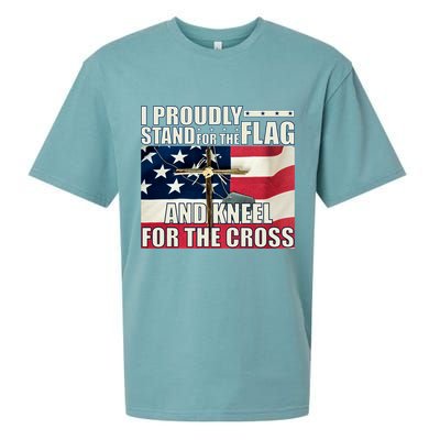 Proudly Stand For The Flag And Kneel For The Cross Sueded Cloud Jersey T-Shirt