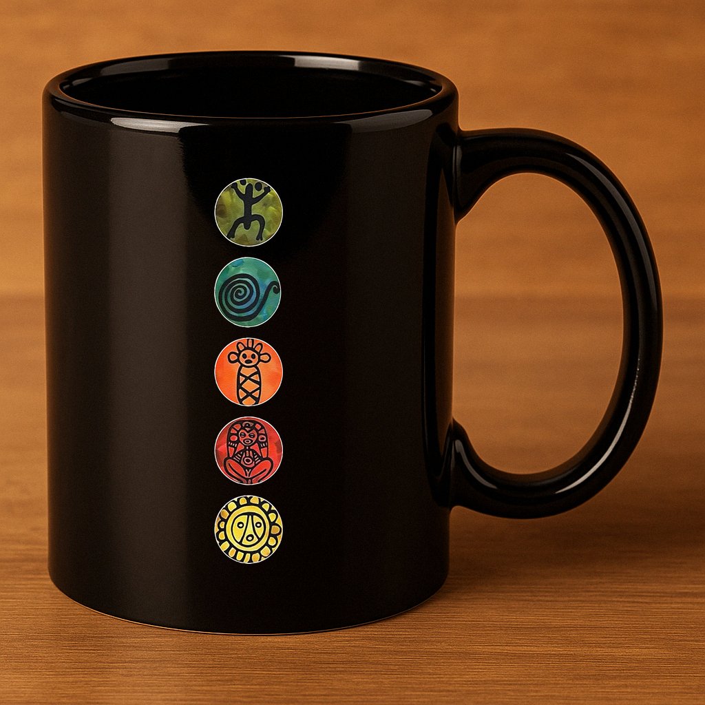 Puerto Rico Petroglyphs Art Letters 11oz C Handle Ceramic Mug