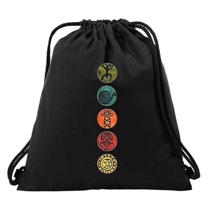 Puerto Rico Petroglyphs Art Letters Drawstring Bag