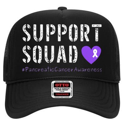 Purple Ribbon Pancreatic Cancer Awareness High Crown Mesh Back Trucker Hat