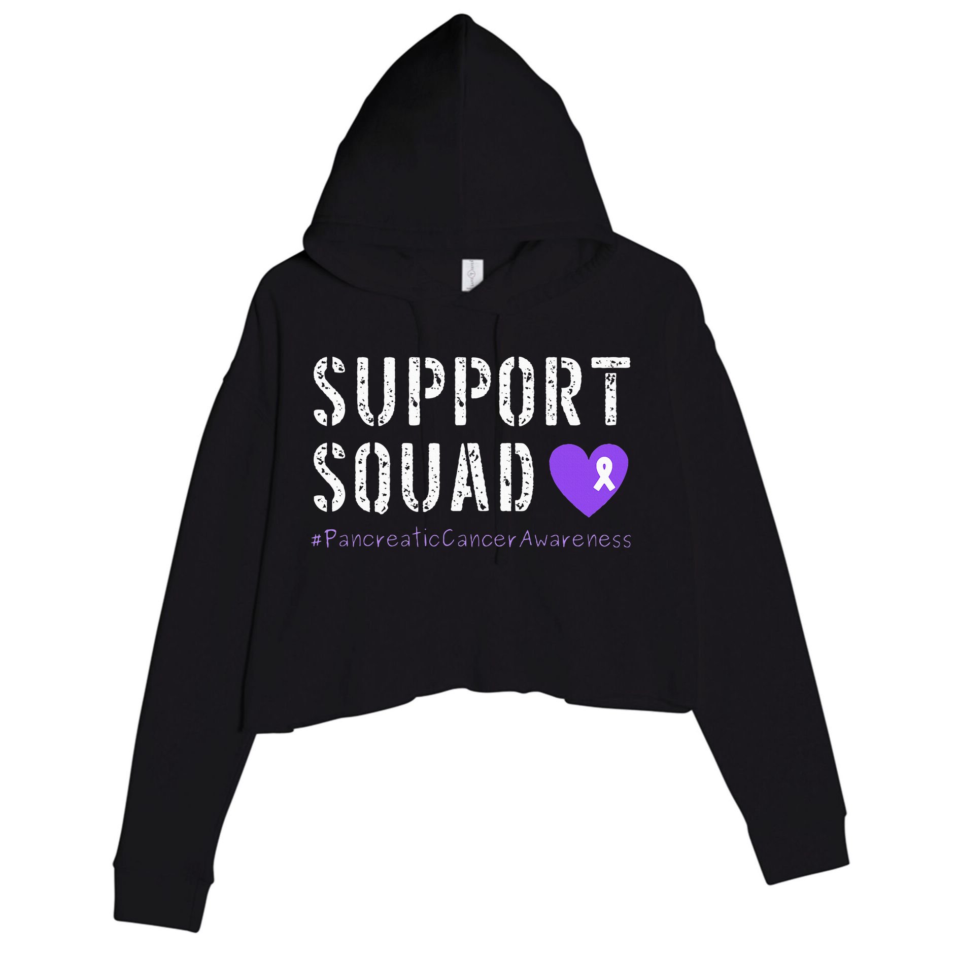 Purple Ribbon Pancreatic Cancer Awareness Crop Fleece Hoodie
