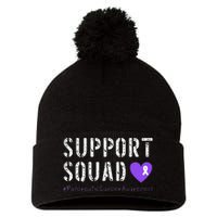 Purple Ribbon Pancreatic Cancer Awareness Pom Pom 12in Knit Beanie