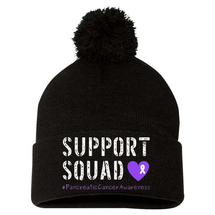 Purple Ribbon Pancreatic Cancer Awareness Pom Pom 12in Knit Beanie