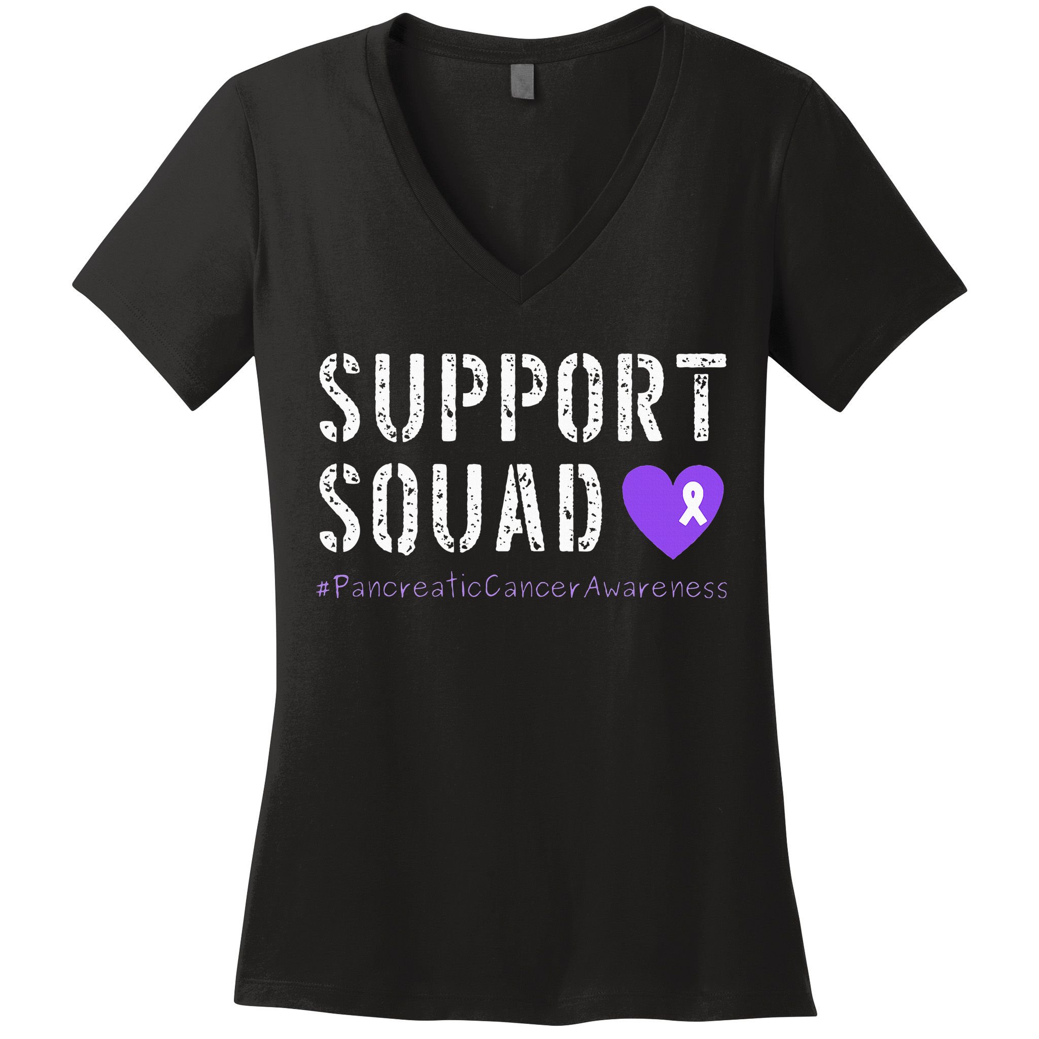 Purple Ribbon Pancreatic Cancer Awareness Women's V-Neck T-Shirt