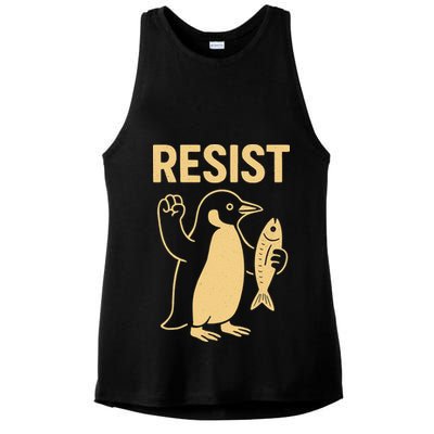 Penguin Resist Penguins Protest Against Tariffs Gift Ladies PosiCharge Tri-Blend Wicking Tank