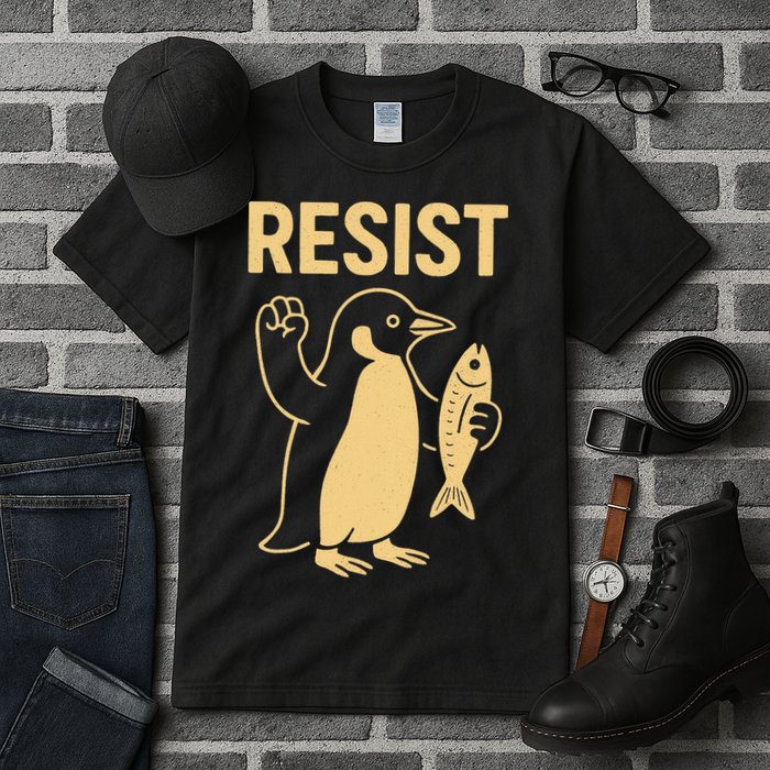 Penguin Resist Penguins Protest Against Tariffs Gift Tall T-Shirt