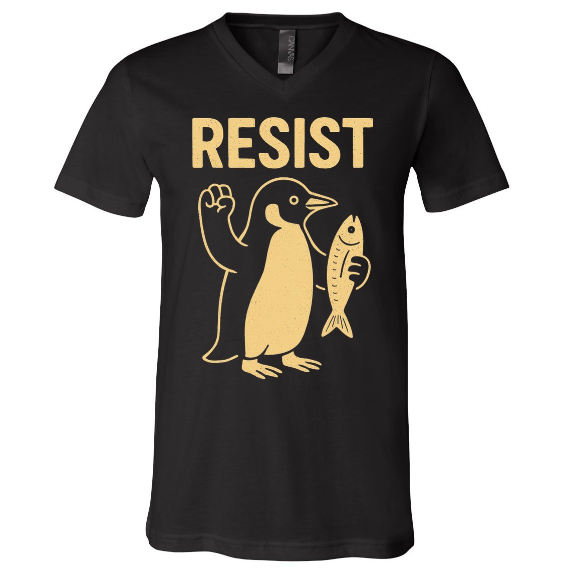 Penguin Resist Penguins Protest Against Tariffs Gift V-Neck T-Shirt