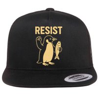Penguin Resist Penguins Protest Against Tariffs Gift Flat Bill Trucker Hat
