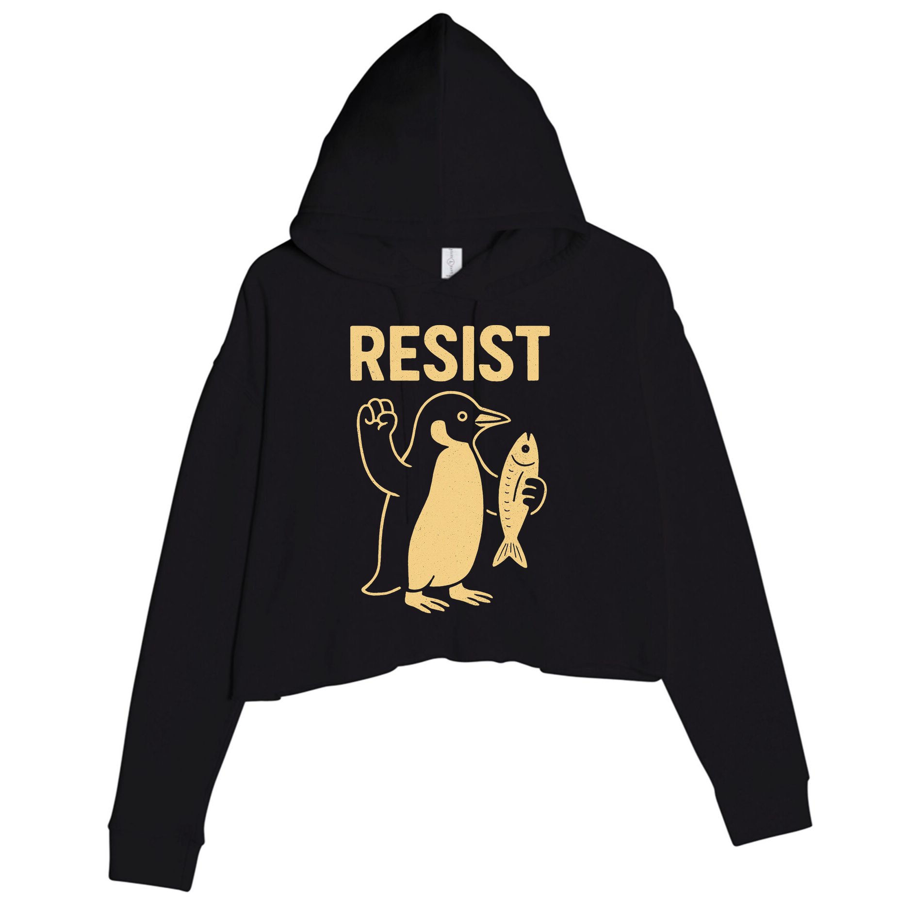 Penguin Resist Penguins Protest Against Tariffs Gift Crop Fleece Hoodie