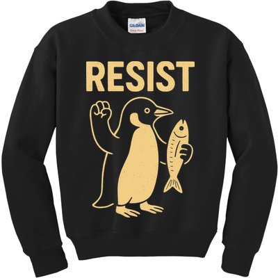 Penguin Resist Penguins Protest Against Tariffs Gift Kids Sweatshirt
