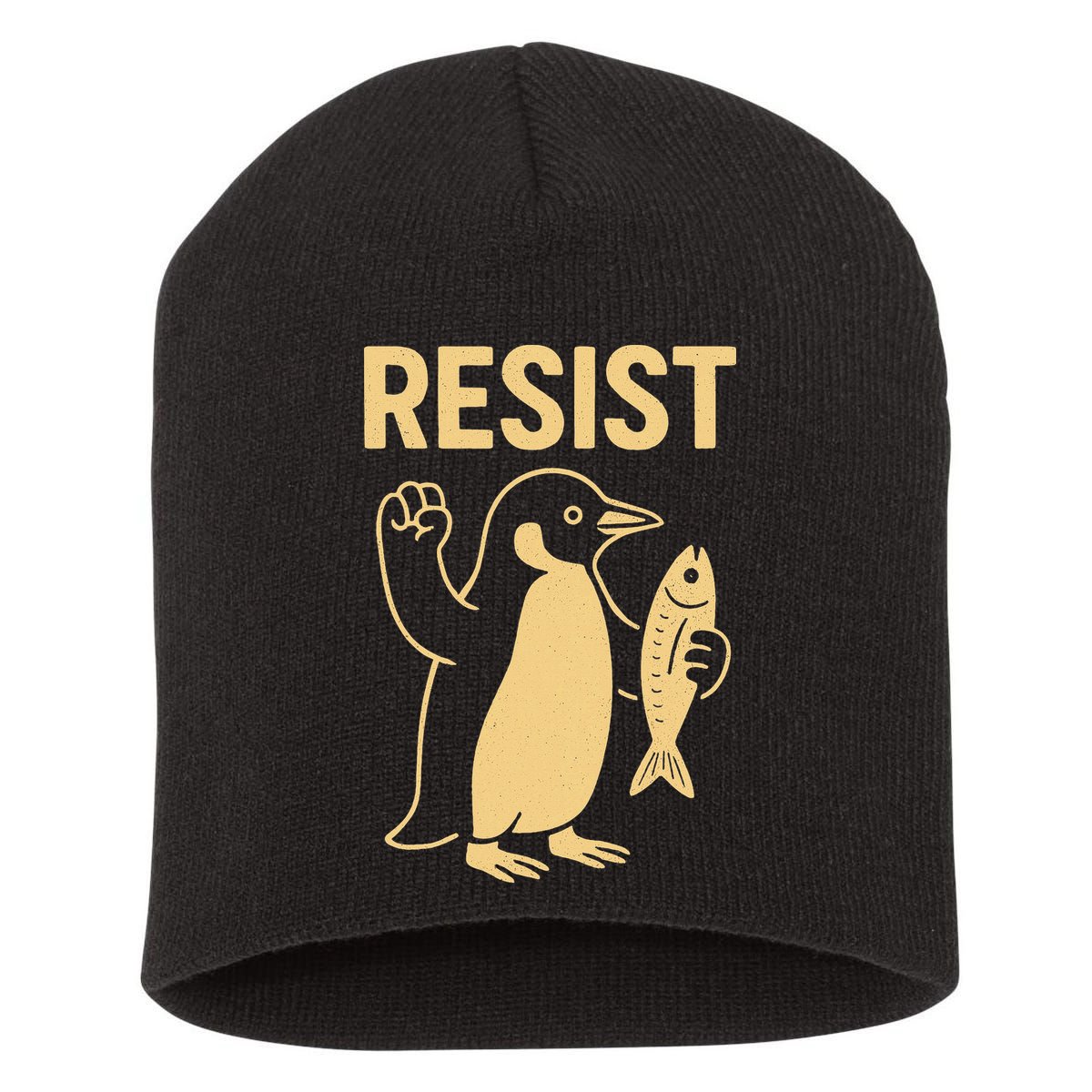 Penguin Resist Penguins Protest Against Tariffs Gift Short Acrylic Beanie