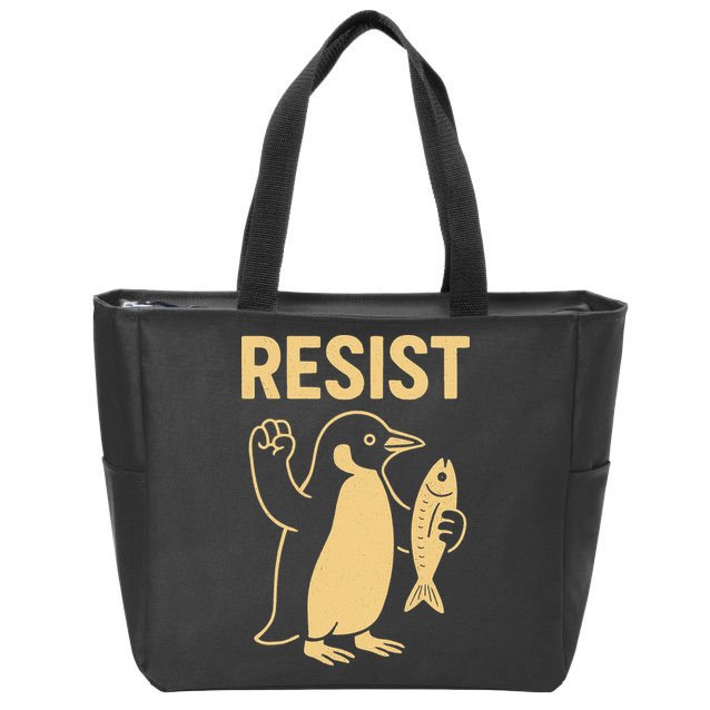 Penguin Resist Penguins Protest Against Tariffs Gift Zip Tote Bag