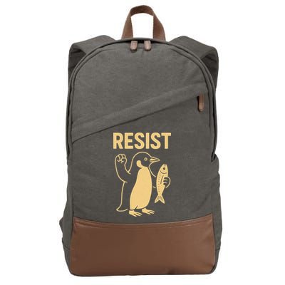 Penguin Resist Penguins Protest Against Tariffs Gift Cotton Canvas Backpack