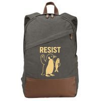 Penguin Resist Penguins Protest Against Tariffs Gift Cotton Canvas Backpack