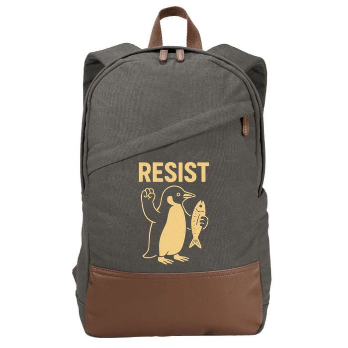Penguin Resist Penguins Protest Against Tariffs Gift Cotton Canvas Backpack
