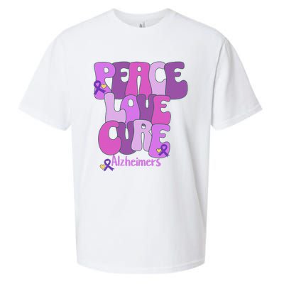 Purple Ribbon Peace Love Cure Alzheimer's Awareness Sueded Cloud Jersey T-Shirt