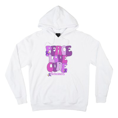 Purple Ribbon Peace Love Cure Alzheimer's Awareness Hoodie