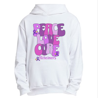 Purple Ribbon Peace Love Cure Alzheimer's Awareness Urban Pullover Hoodie