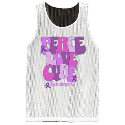 Purple Ribbon Peace Love Cure Alzheimer's Awareness Mesh Reversible Basketball Jersey Tank