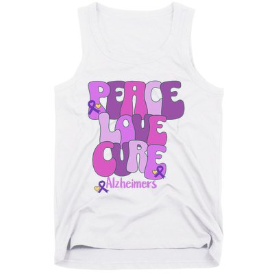 Purple Ribbon Peace Love Cure Alzheimer's Awareness Tank Top