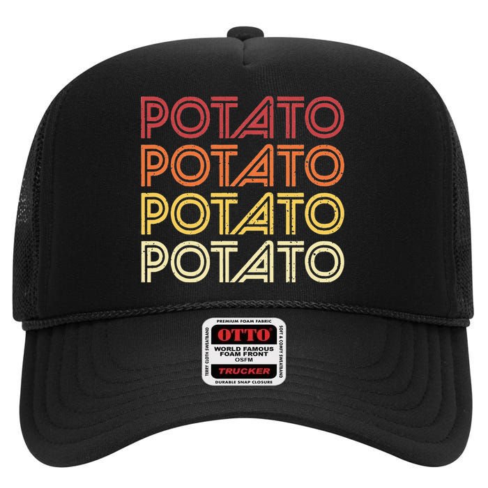 Potato Retro Potatoes Vintage Food Vegetable Vegan High Crown Mesh Back Trucker Hat