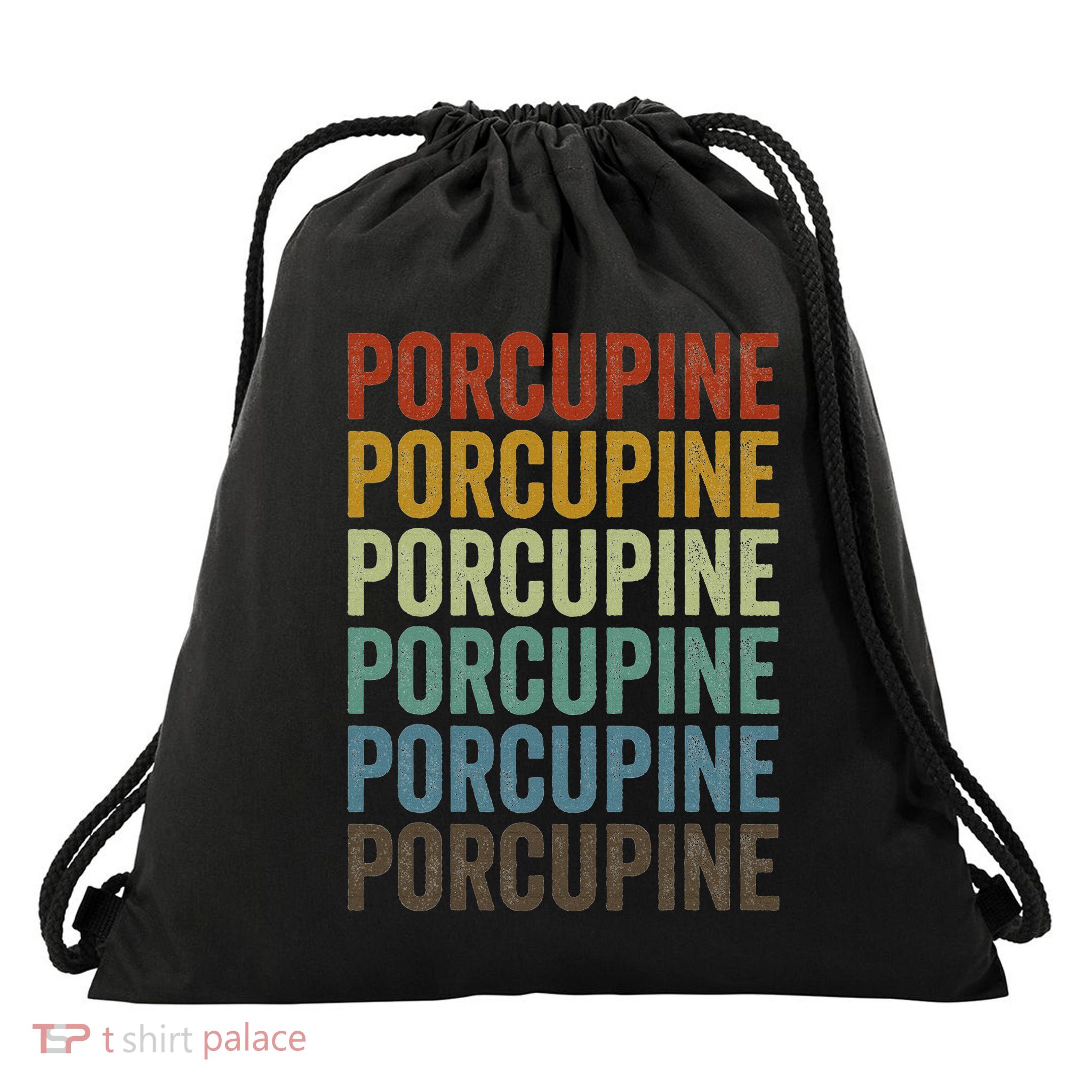 Porcupine Retro Drawstring Bag