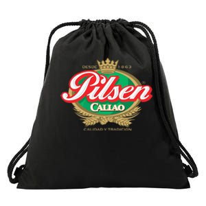 Peruvian Restaurant Pilsen Callao Beer Marca Peru Soccer Drawstring Bag