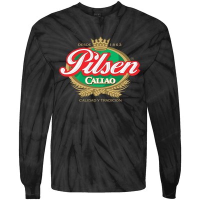 Peruvian Restaurant Pilsen Callao Beer Marca Peru Soccer Tie-Dye Long Sleeve Shirt