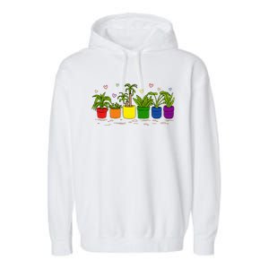 Pride Rainbow Plant Life Lgbtq Ally Design Garment-Dyed Fleece Hoodie